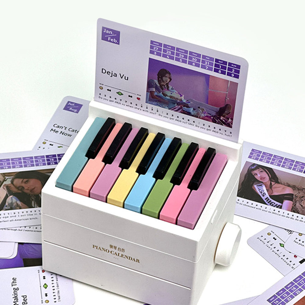 2025 Olivia mini piano calendar with 15 keys and music cards