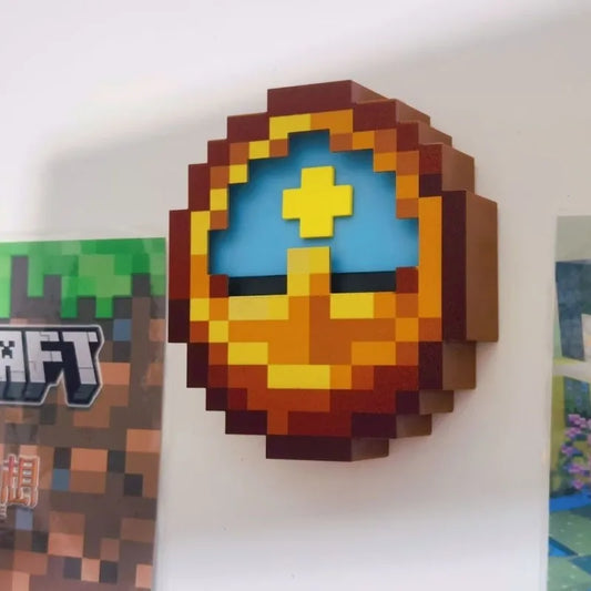 3D printed cartoon pixel style wall clock for gaming decor
