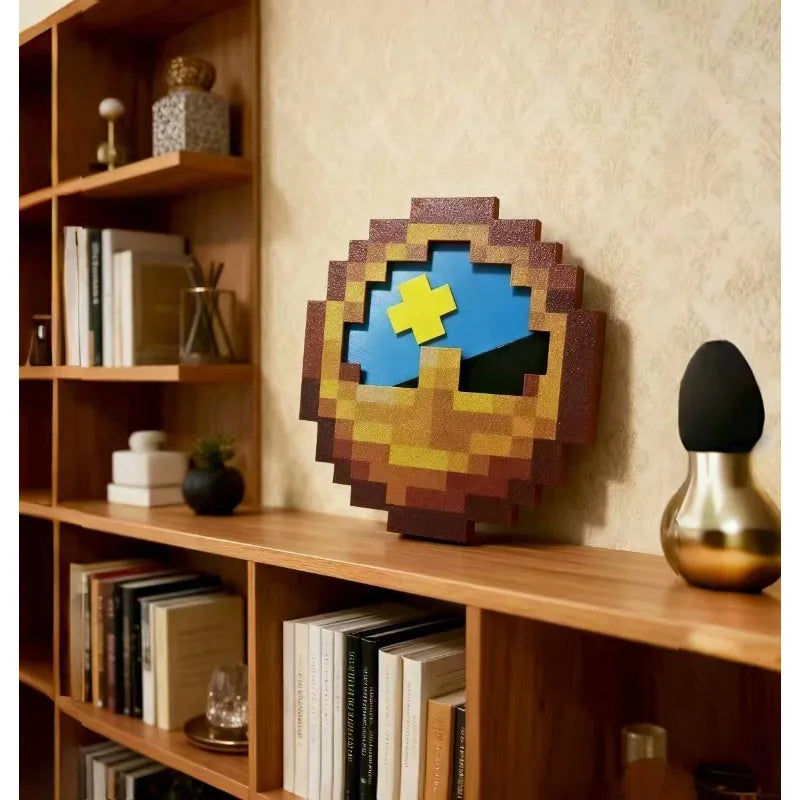 3D printed cartoon pixel style wall clock for gaming decor