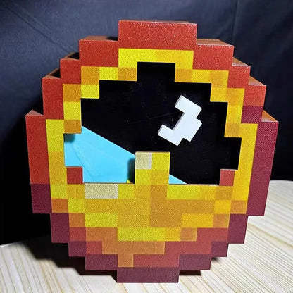 3D printed cartoon pixel style wall clock for gaming decor