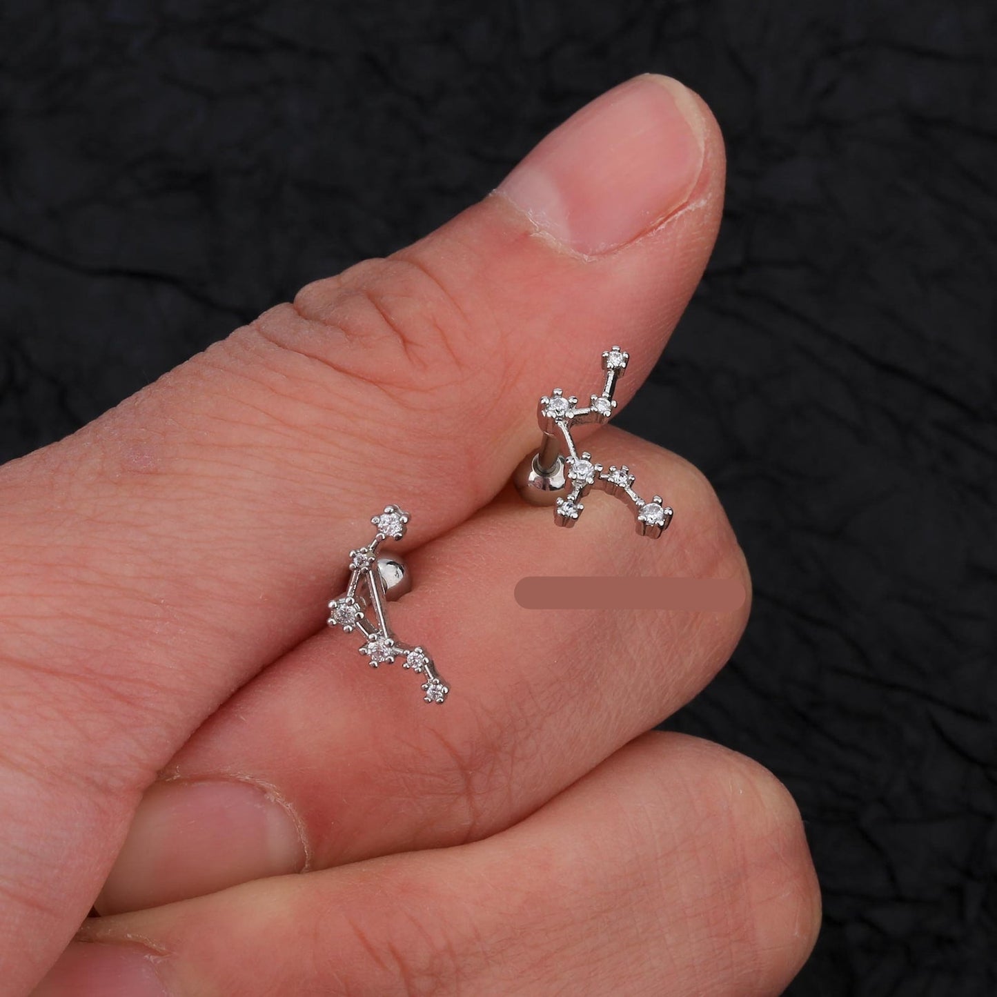 Celestial zodiac cartilage stud earrings constellation horoscope jewelry