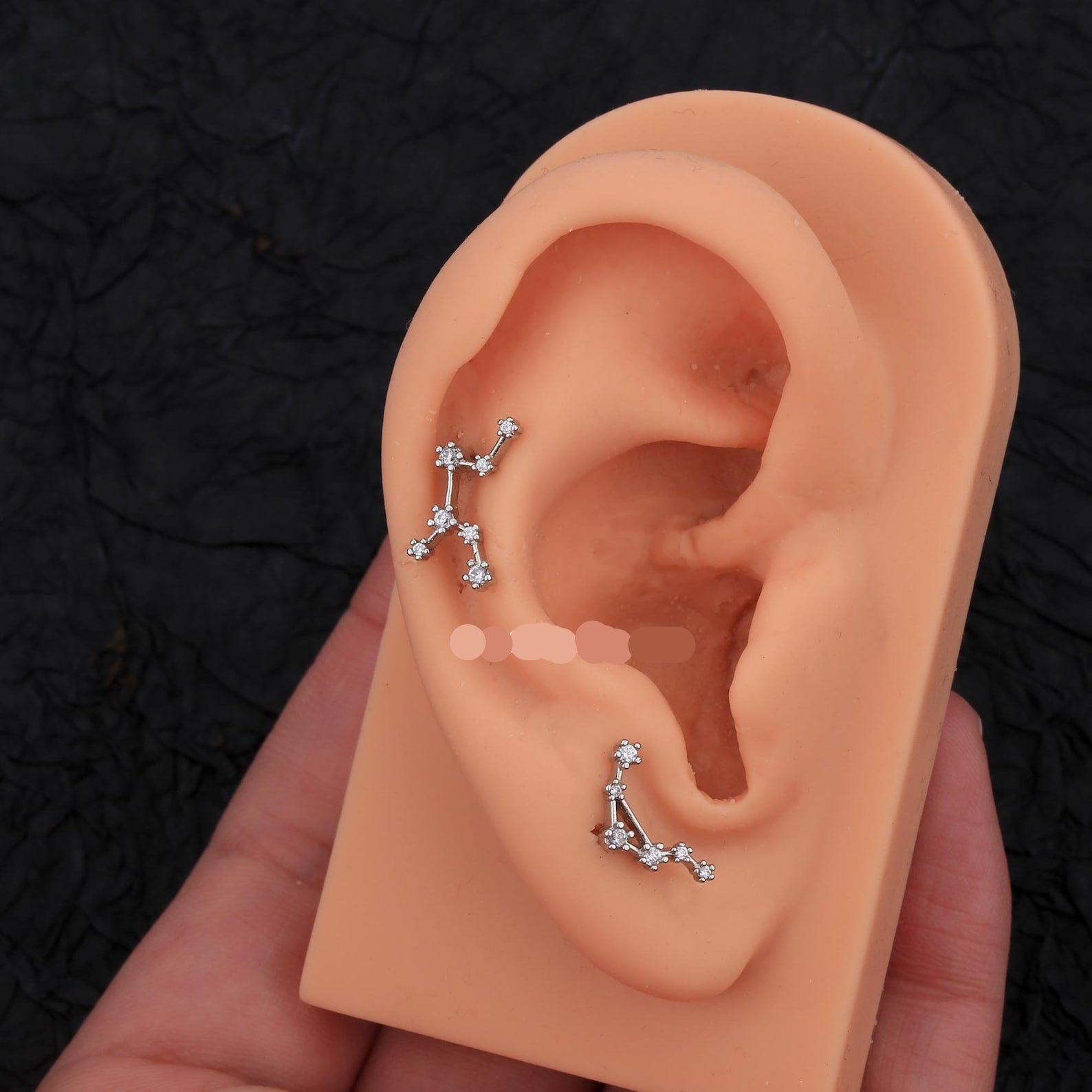 Celestial zodiac cartilage stud earrings constellation horoscope jewelry