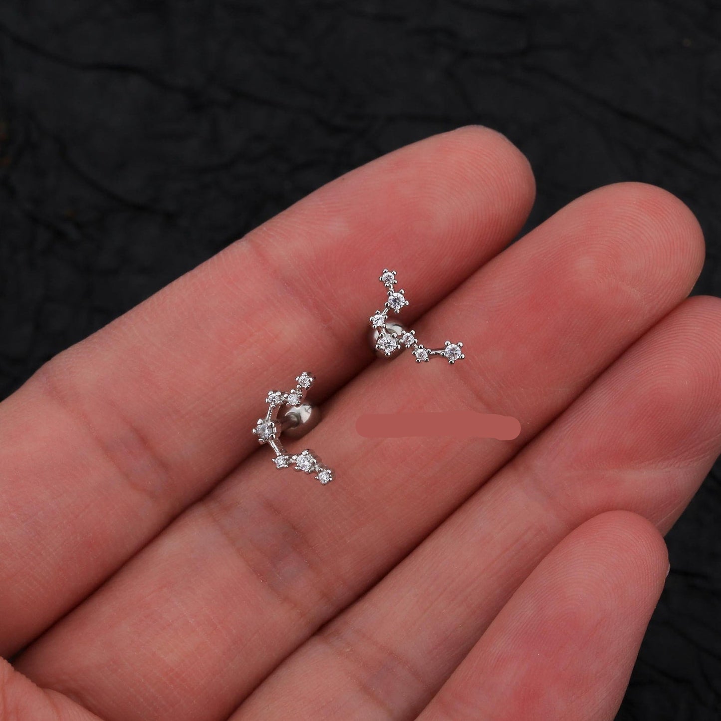 Celestial zodiac cartilage stud earrings constellation horoscope jewelry