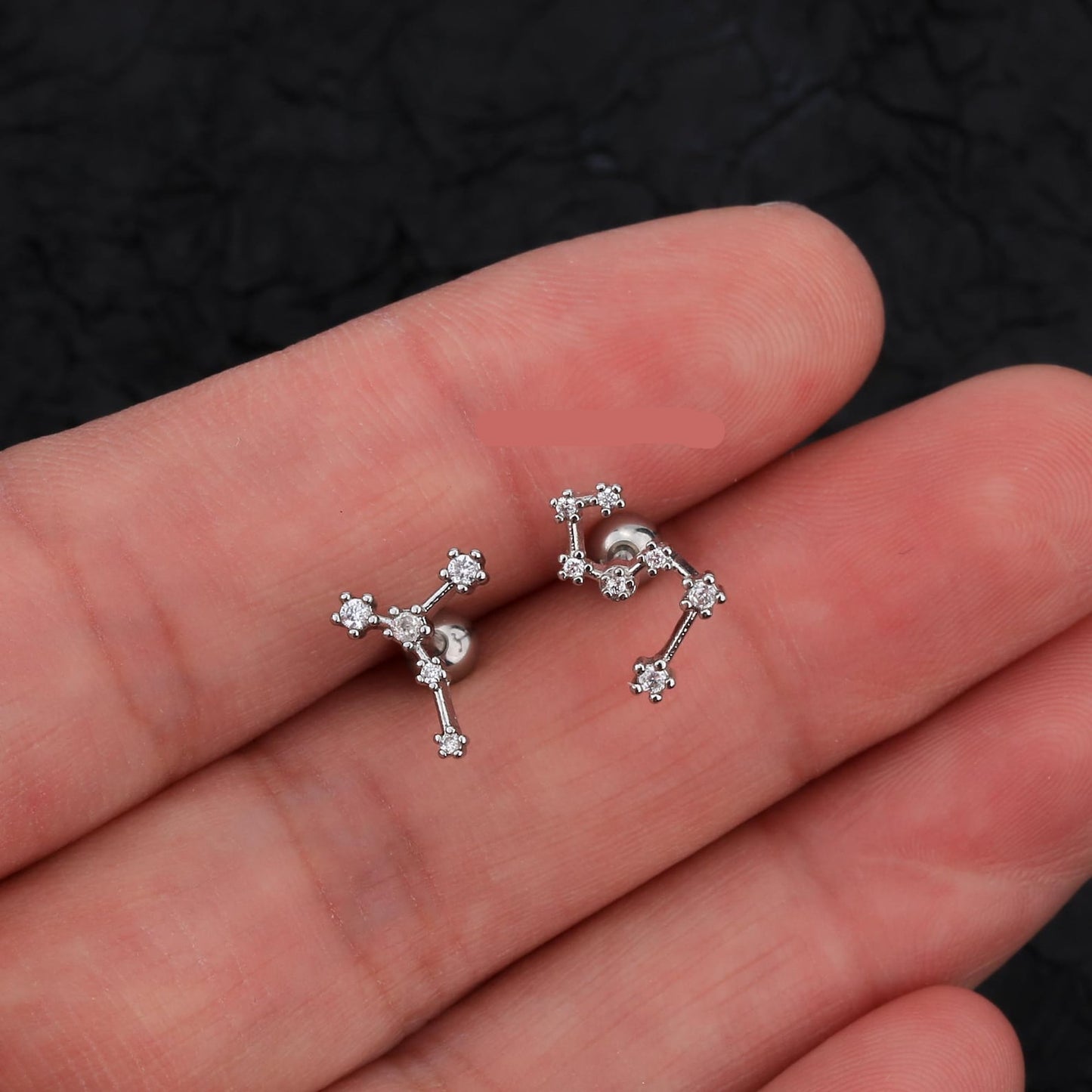 Celestial zodiac cartilage stud earrings constellation horoscope jewelry