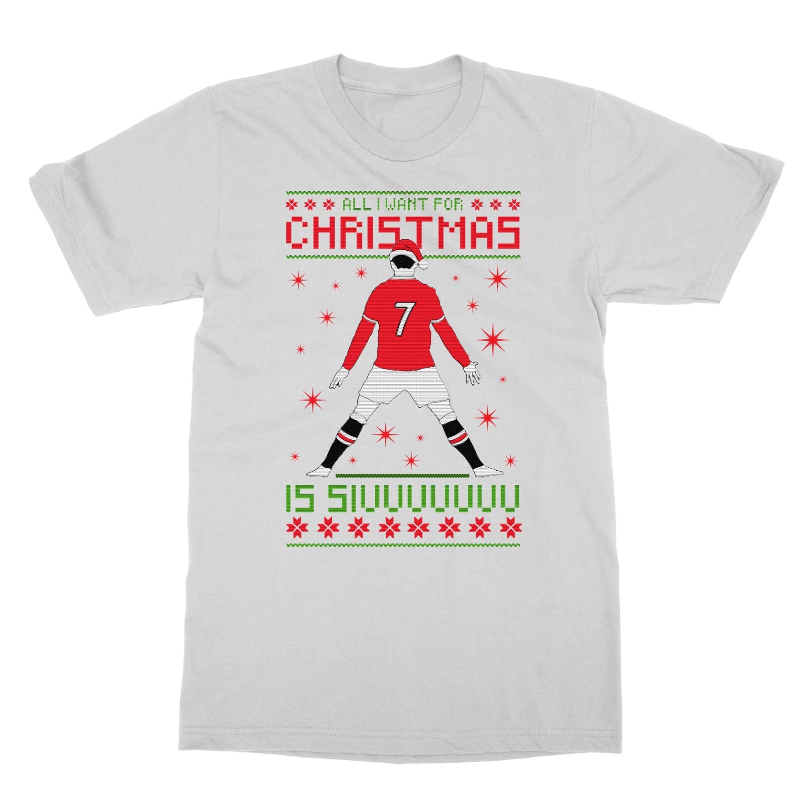 Ronaldo inspired Christmas SIU ugly sweater style t-shirt for Manchester fans
