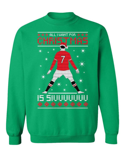 Ronaldo inspired Christmas SIU ugly sweater style t-shirt for Manchester fans