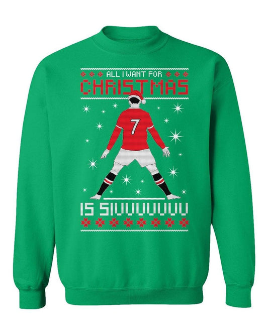 Ronaldo inspired Christmas SIU ugly sweater style t-shirt for Manchester fans