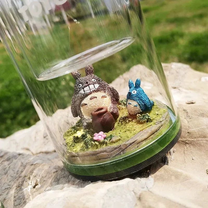 Cute chinchilla insulated glass water bottle with double wall design