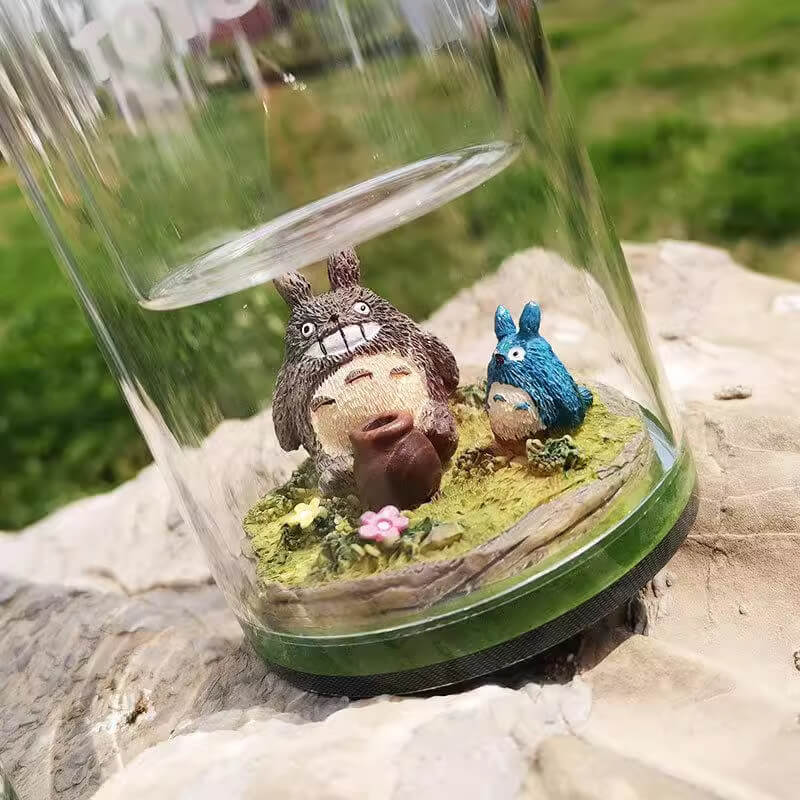 Cute chinchilla insulated glass water bottle with double wall design