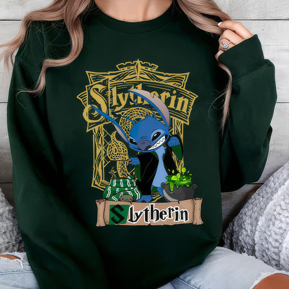 Cute Stitch Harry Potter Hogwarts T-shirt with magical design