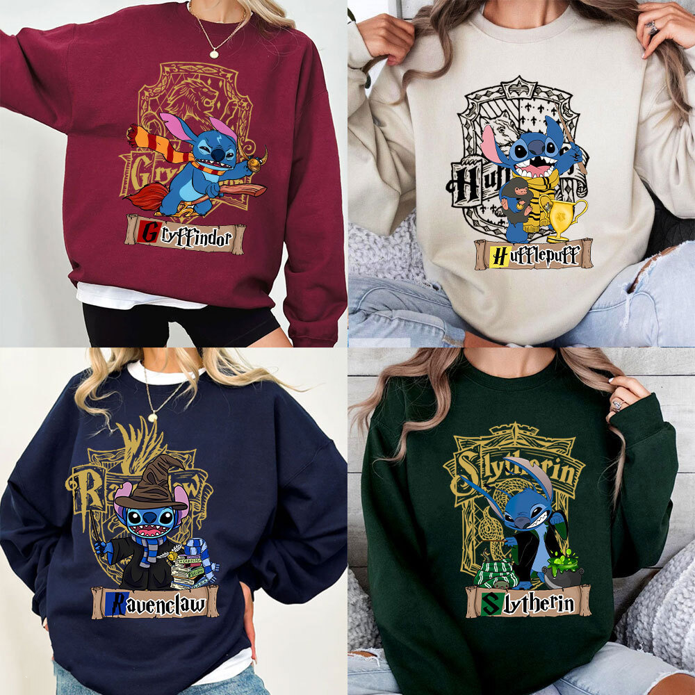 Cute Stitch Harry Potter Hogwarts T-shirt with magical design