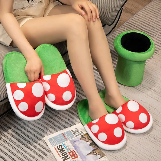 funny chomper plant kawaii plush slippers for men and women