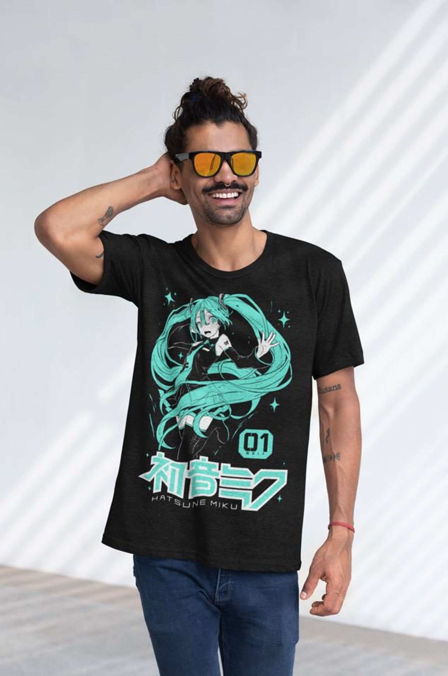 Hatsune Miku Japan streetwear unisex fire style cotton t-shirt