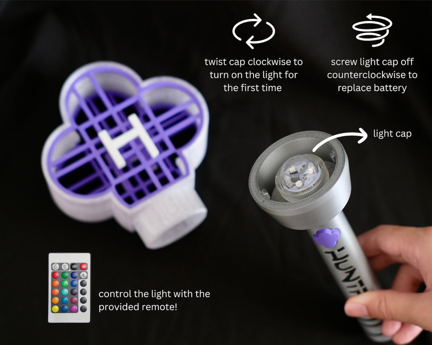 K-Pop Demon Hunters Huntrix Light Stick with RGB Colors