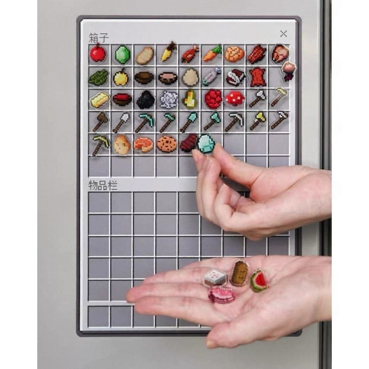Minecraft crafting recipe fridge magnets set for gamers