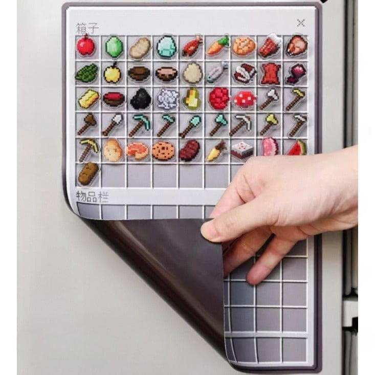 Minecraft crafting recipe fridge magnets set for gamers