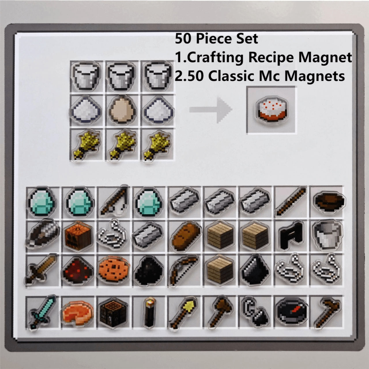 Minecraft crafting recipe fridge magnets set for gamers