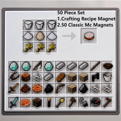 Minecraft crafting recipe fridge magnets set for gamers