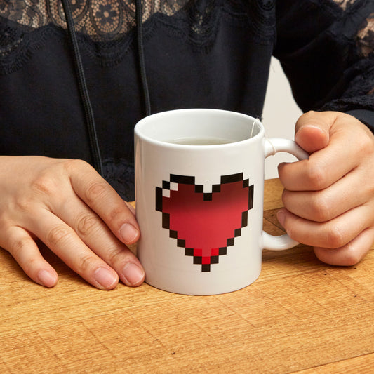 Pixel Heart Morph Mug color-changing heat-sensitive coffee cup