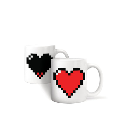 Pixel Heart Morph Mug color-changing heat-sensitive coffee cup
