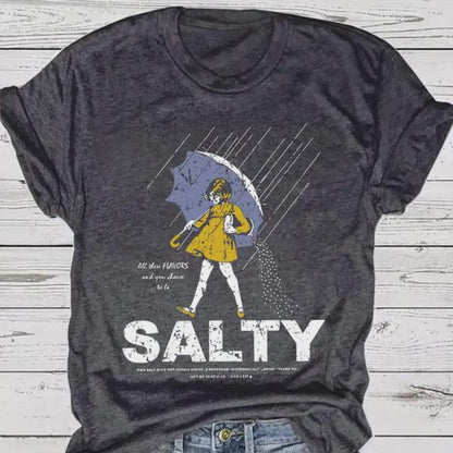 Salty Girl vintage cotton blend t-shirt for women with beach-inspired design