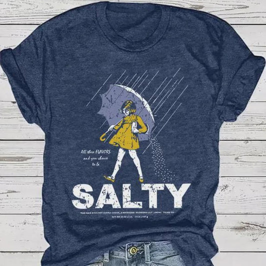 Salty Girl vintage cotton blend t-shirt for women with beach-inspired design