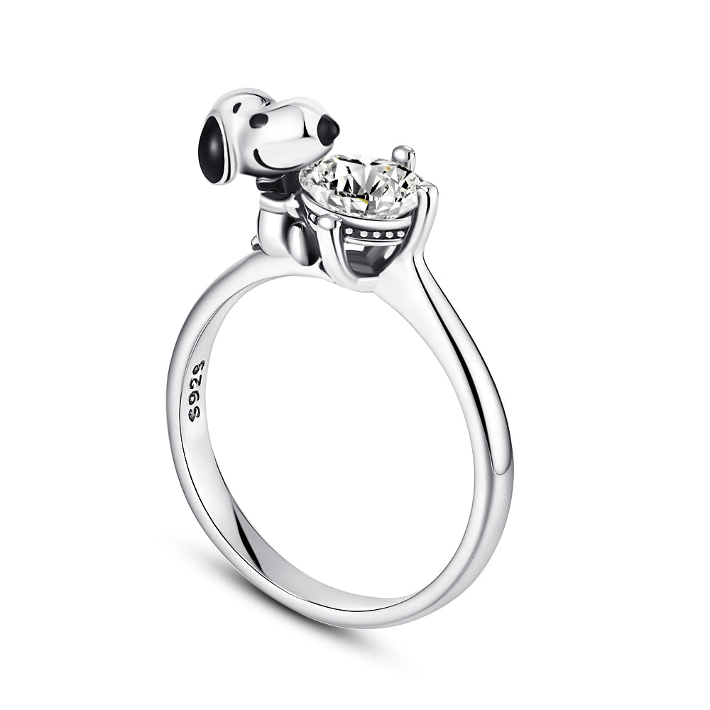 925 silver Snoopy hug ring for women