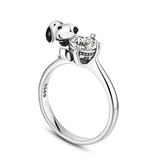 925 silver Snoopy hug ring for women