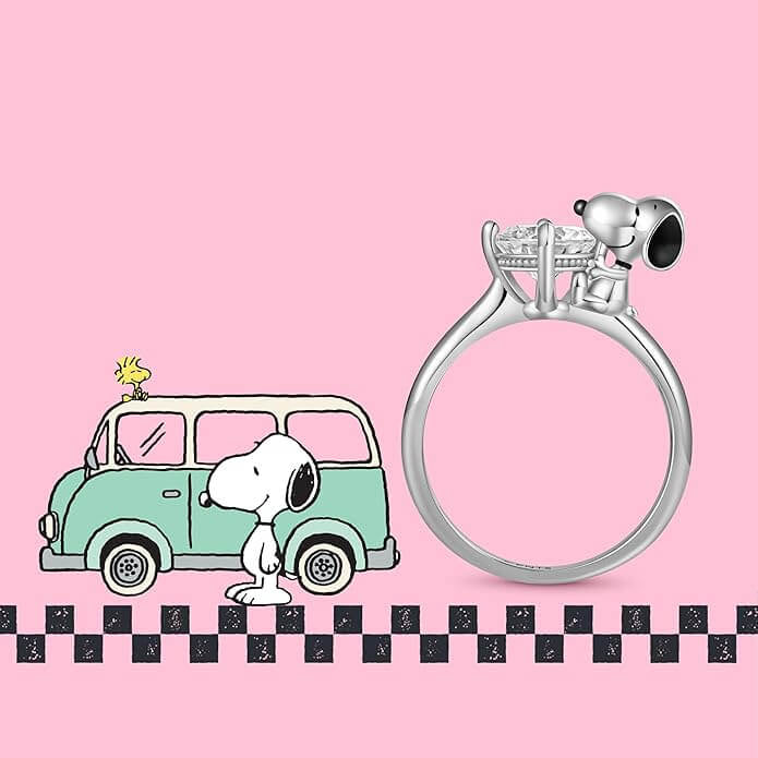 925 silver Snoopy hug ring for women