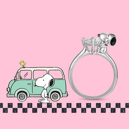 925 silver Snoopy hug ring for women