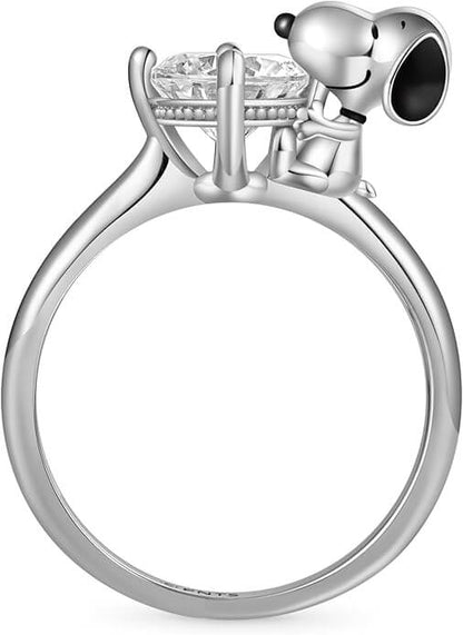 925 silver Snoopy hug ring for women