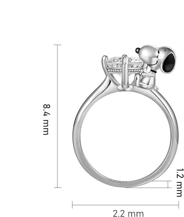 925 silver Snoopy hug ring for women
