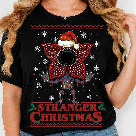 Stranger Christmas PNG design featuring Upside Down monster in holiday style