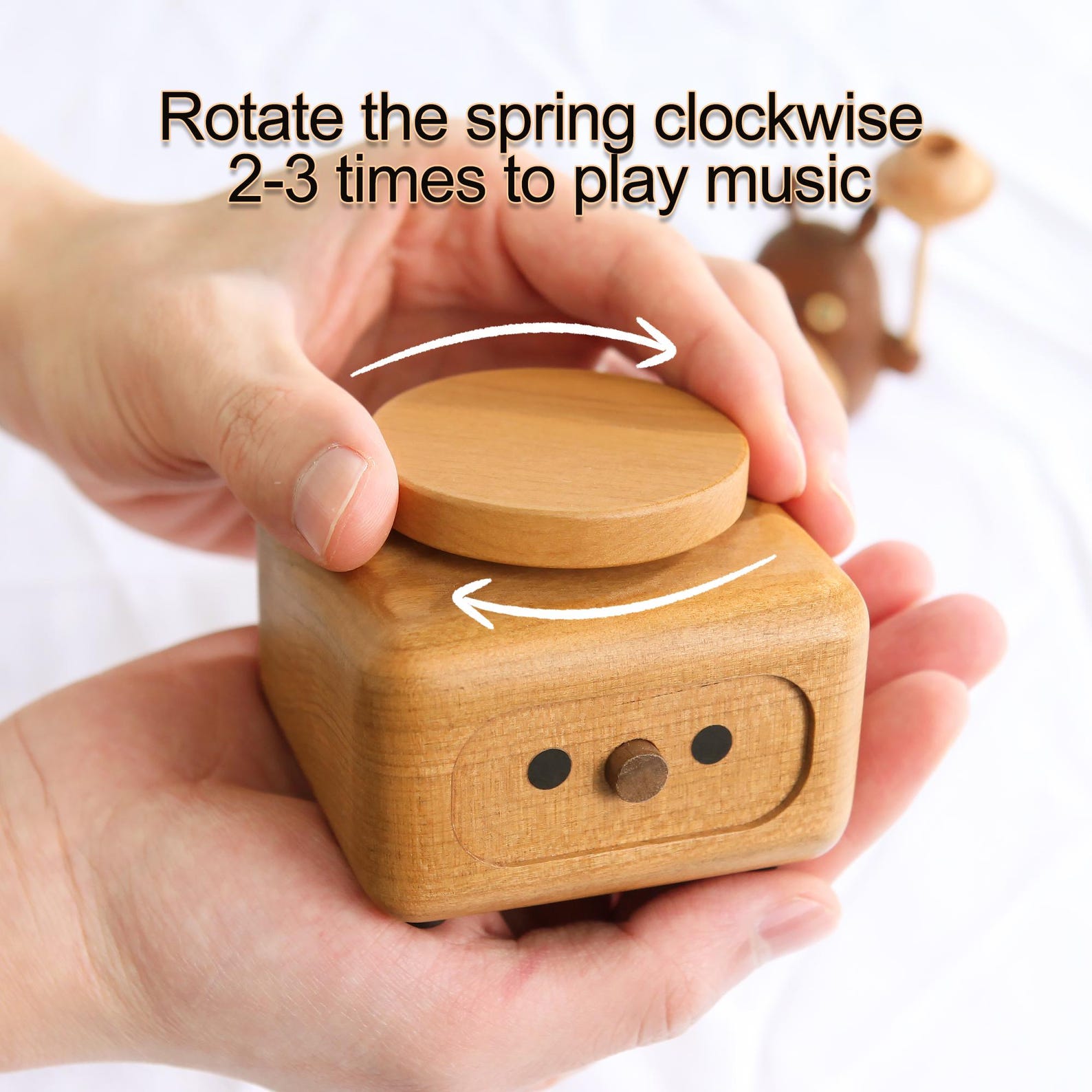 Wooden Totoro music box rotating engraved keepsake gift for Mom