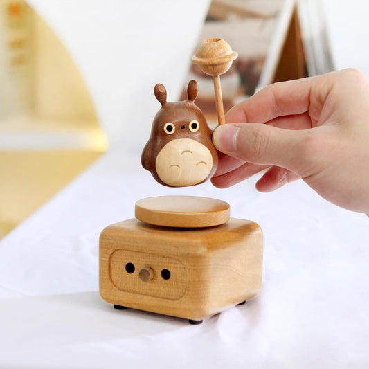 Wooden Totoro music box rotating engraved keepsake gift for Mom