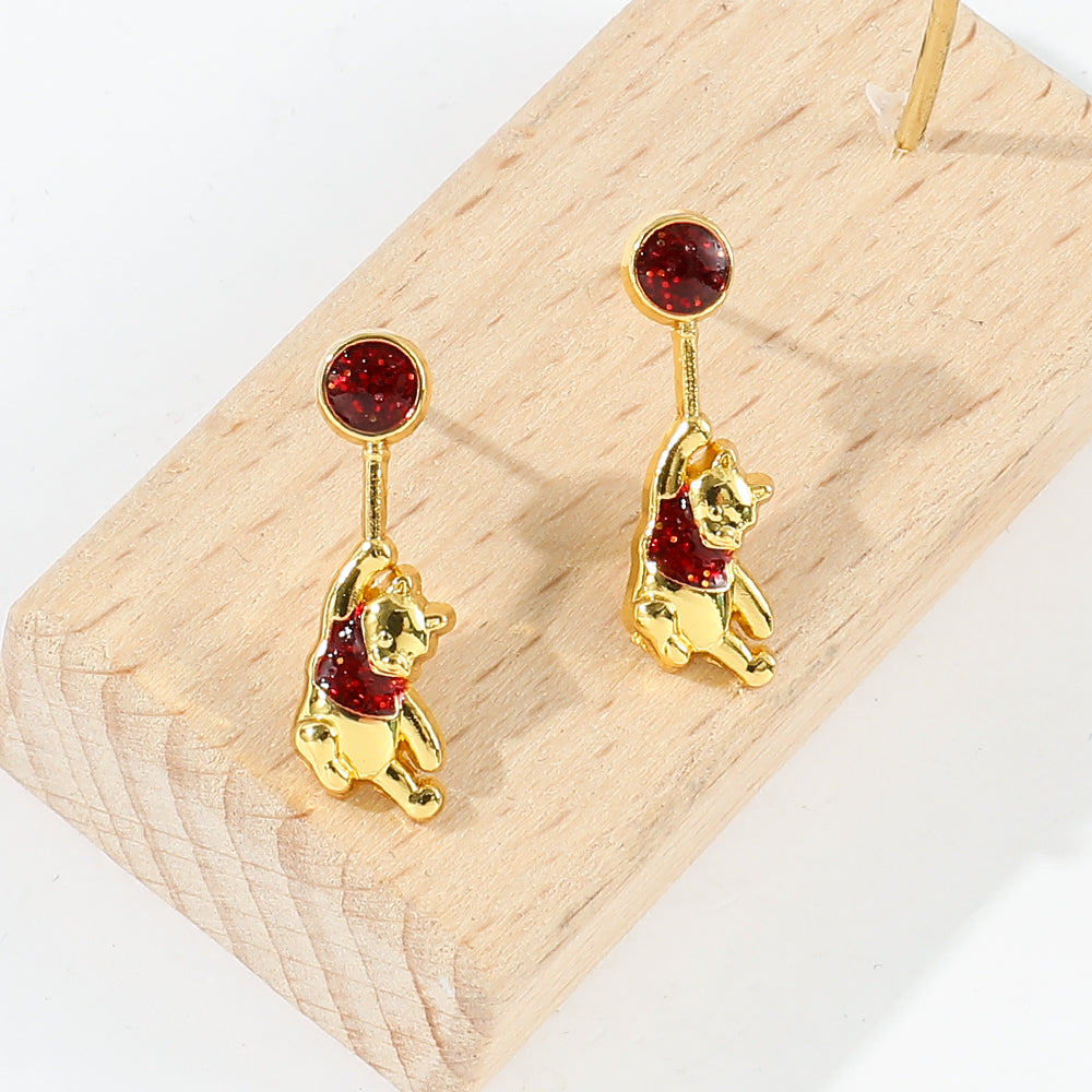 Disney Winnie the Pooh gold plated drop earrings for women