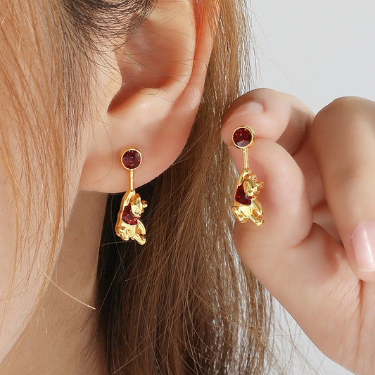 Disney Winnie the Pooh gold plated drop earrings for women