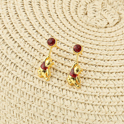 Disney Winnie the Pooh gold plated drop earrings for women