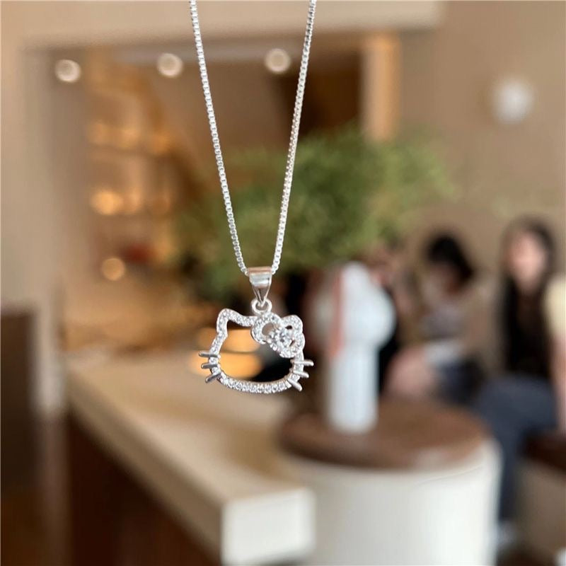 Y2K anime kitty adjustable white zircon cat ring for women